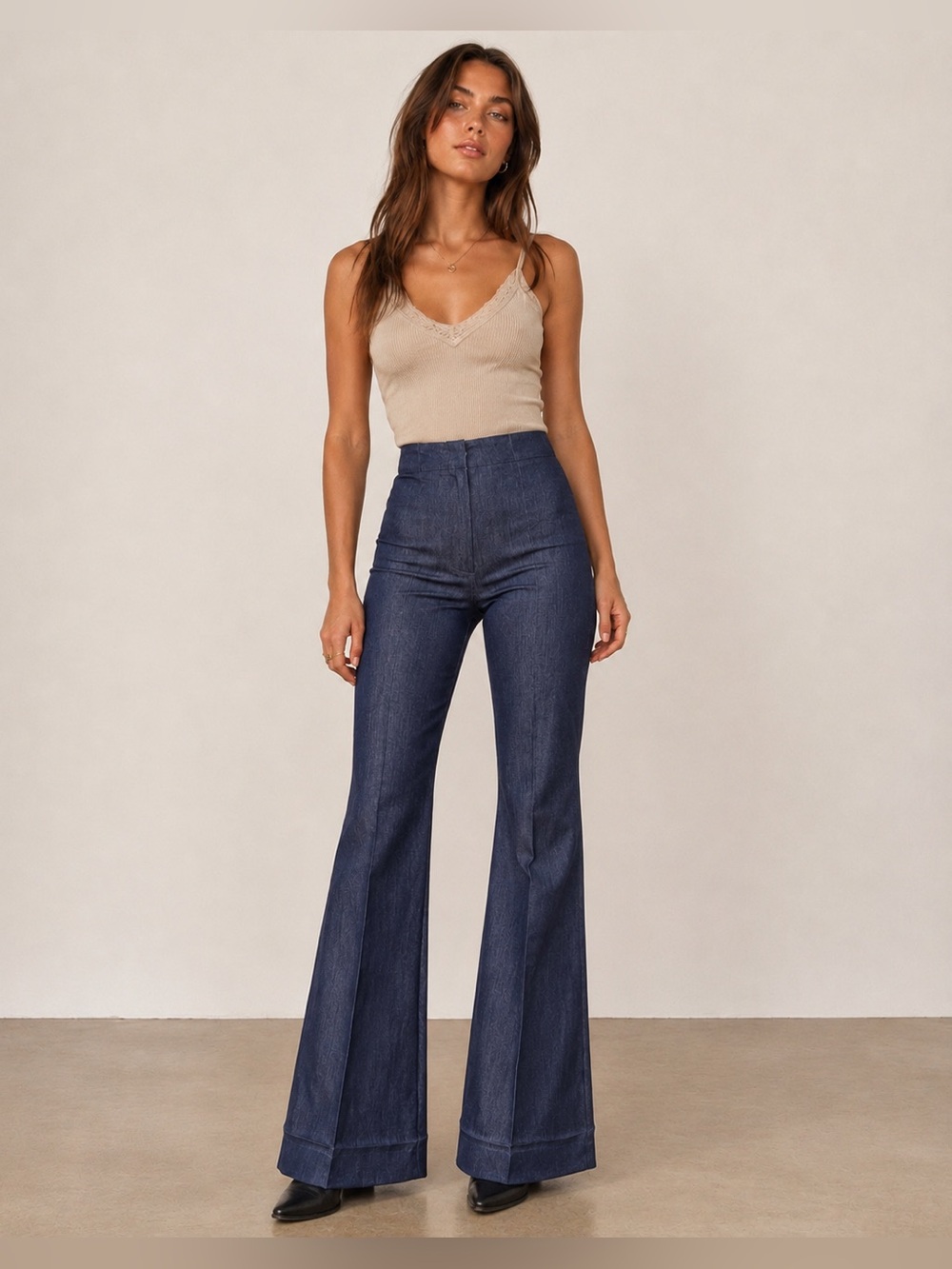 Le Château Y2K Denim Look Bell Bottom Stretch Pants Size 11/12 Made in Canada